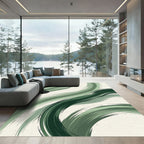 Emerald Green Swirling Brushstrokes Rug