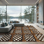 Ornate Brown Lattice Floral Rug