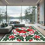 Rooster Snowflakes Floral Framing Rug