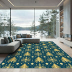 Golden Pine Snowflake Repeating Pattern Rug