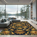 Golden Chrysanthemum Pagoda Bird Art Rug