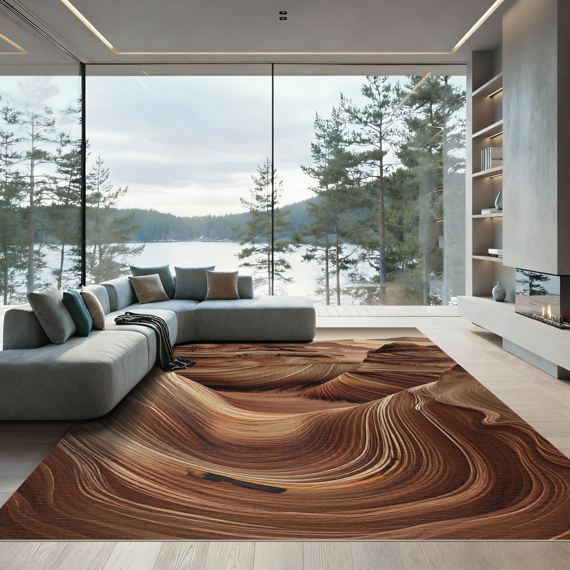 Earthy Swirl Sandstone Landscape Rug