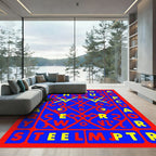 Bold Red Blue Alphabet Art Rug