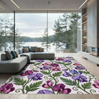 Purple Pink Blue Sweet Pea Vine Rug