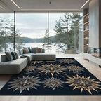 Golden Ochre Sunburst Star Mandala Rug