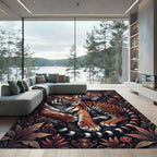 Majestic Tigers Amidst Floral Jungle Rug