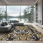 Leopard Face Collage Realistic Animal Rug