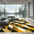Midcentury Modern Golden Ochre Geometric Rug