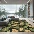 Olive and Ochre Woodland Leaf Rug