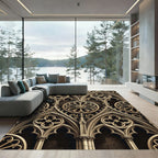 Gothic Gold Quatrefoil Rose Window Rug