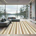 Classic Tan and Cream Vertical Stripes Rug