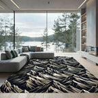 Jagged Peaks Dark Mountain Landscape Rug