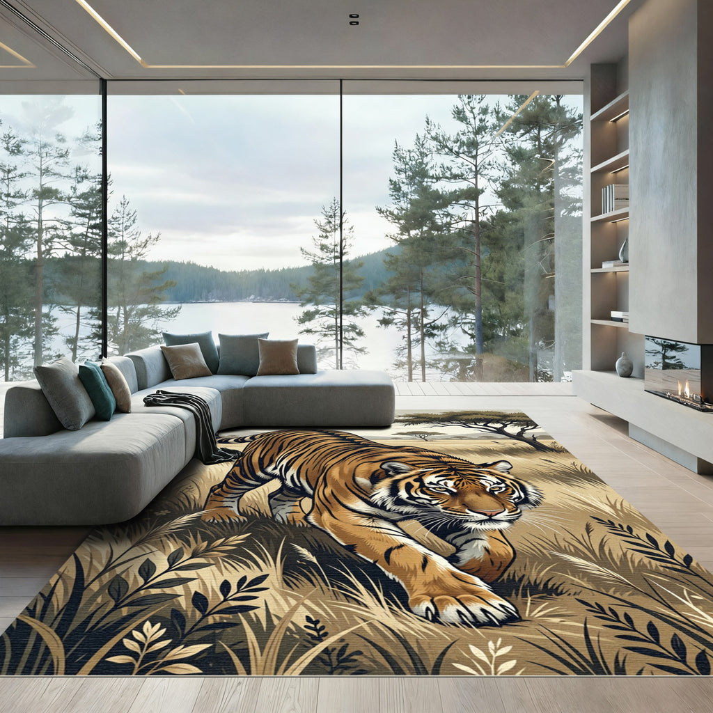 Majestic Tiger Savannah Silhouette Rug