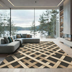 Geometric Beige Interwoven Lattice Rug
