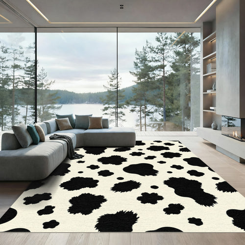 Black and White Spotted Cow Hide Rug