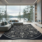 Elegant Silver Filigree Floral Medallion Rug