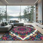 Vibrant Paisley Mandala Floral Blossom Rug