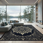 Golden Cream Acanthus Scroll Mandala Rug