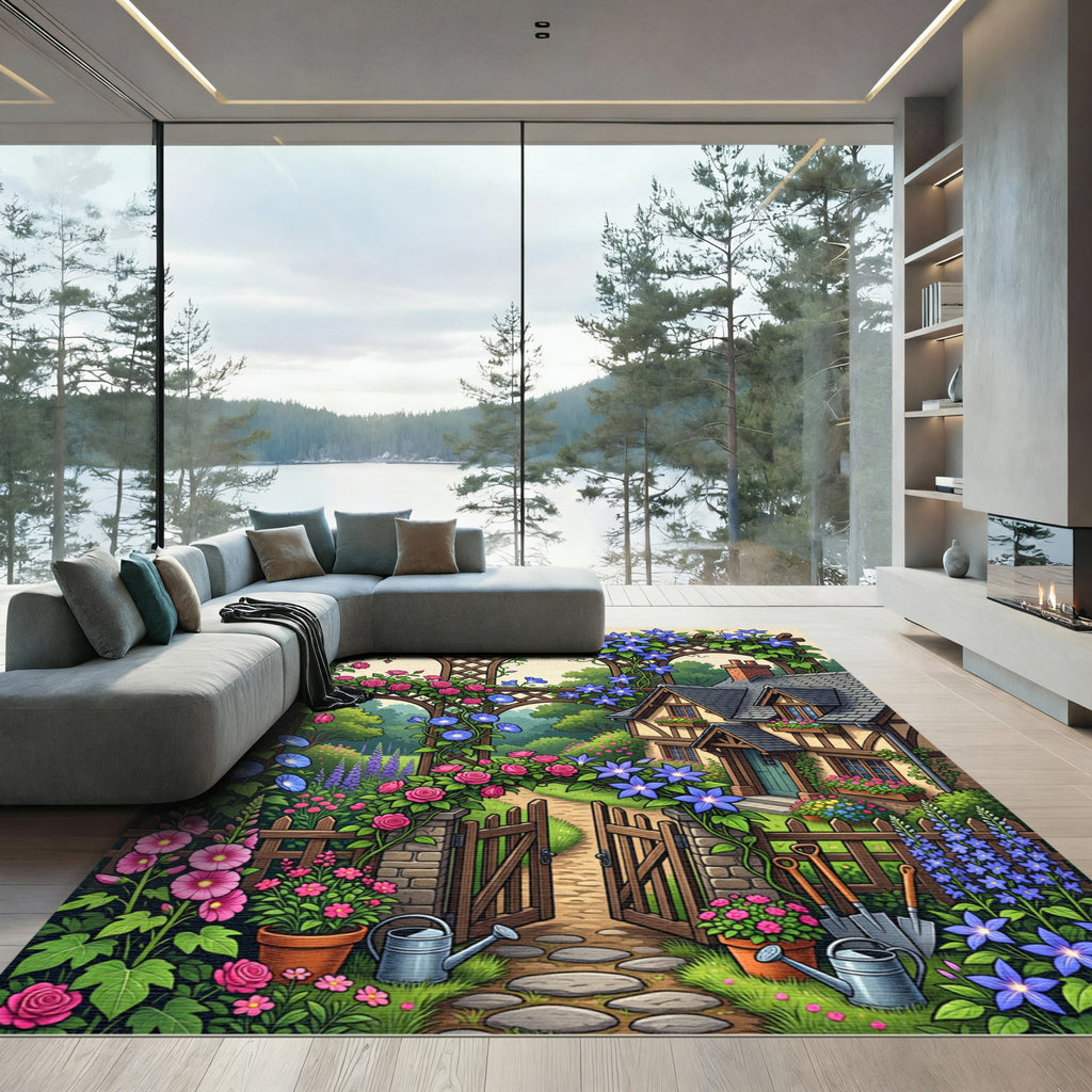 Enchanted Cottage Rose And Clematis Garden Rug