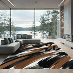 Abstract Black and Brown Brush Stroke Rug