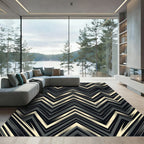 Modern Monochrome Chevron Zigzag Geometric Rug