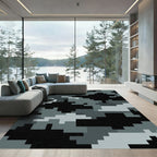 Modern Gray Pixelated Urban Camouflage Rug