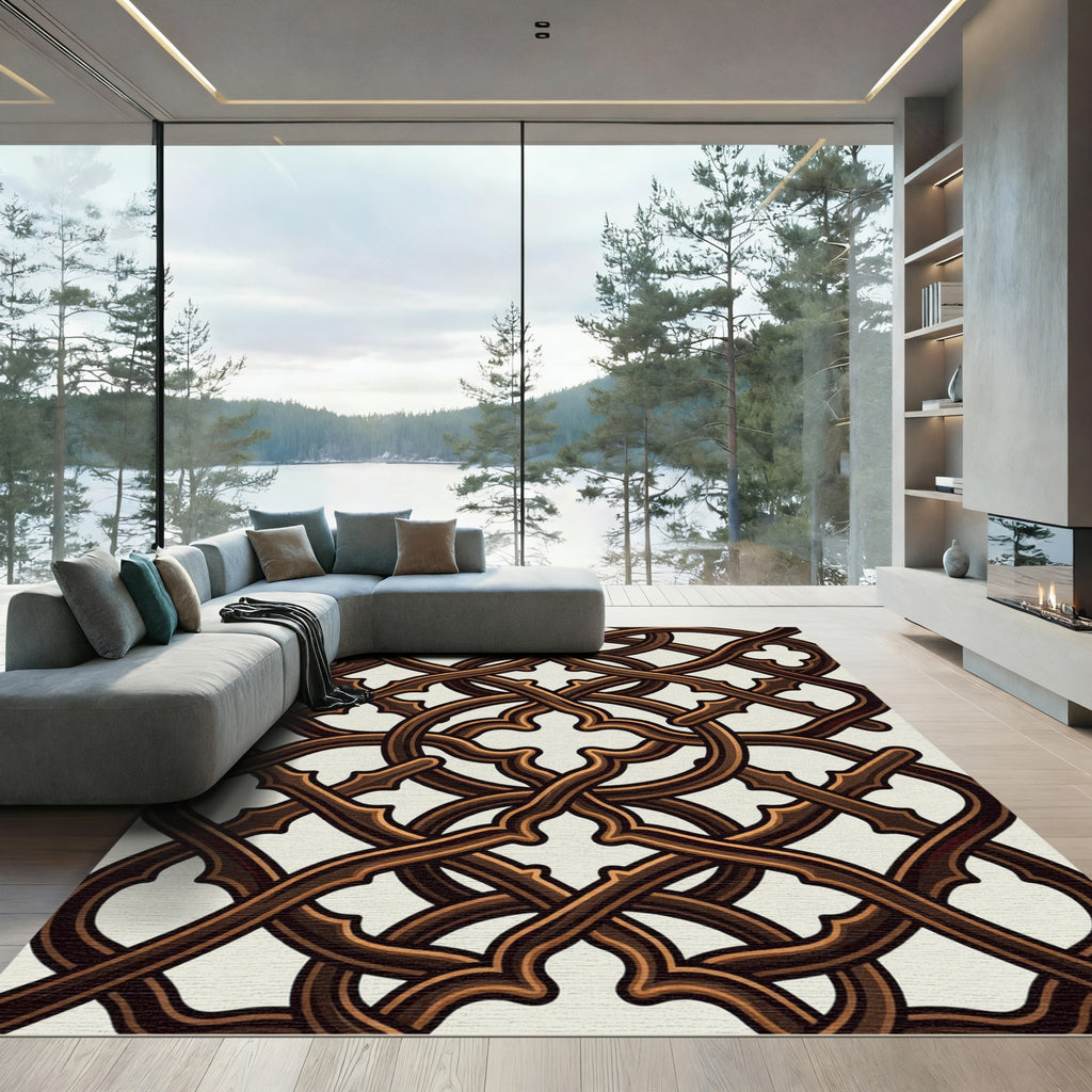 Gothic Bronze Architectural Interlocking Lattice Rug