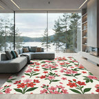Pink Red Floral Sprig Garden Rug