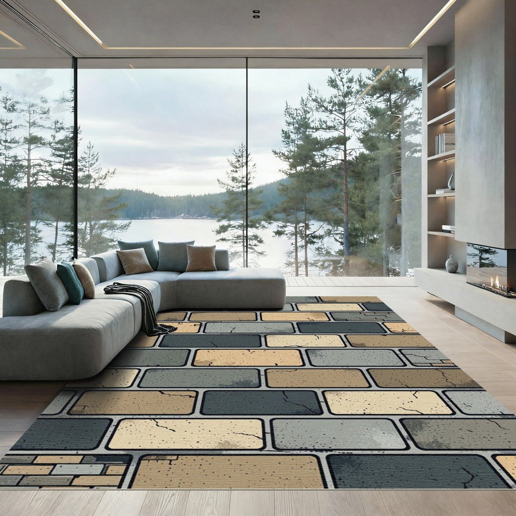 Mottled Brick Pattern Texture Rug
