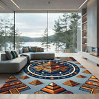 Aztec Golden Pyramid Geometric Solar Rug