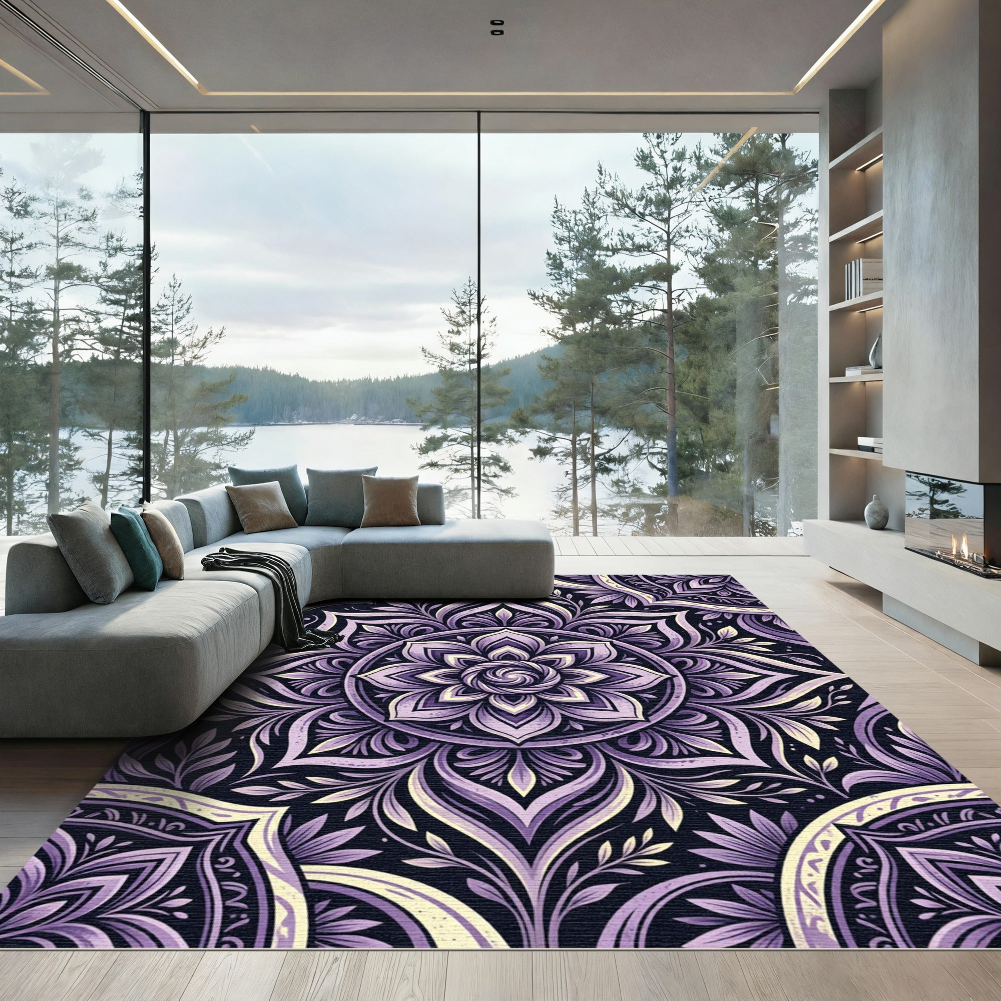 Ethereal Amethyst Floral Mandala Bloom Rug