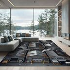 Industrial Steel Warehouse Grid Rug