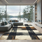 Rustic Black and Brown Plaid Rug