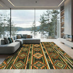 Earthy Olive Geometric Diamond Stripe Rug