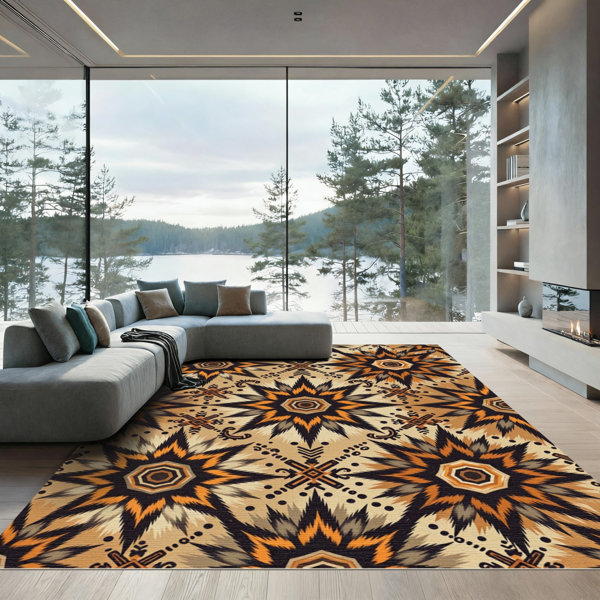Earth Tones Jagged Star Medallion Rug