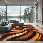 Abstract Copper Swirl Organic Flow Rug