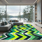 Layered Chevron Zigzag Forest Green Rug