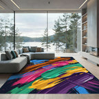 Vibrant Multi Color Abstract Painted Stroke Rug