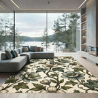 Sage Botanical Ivy Flower Vine Illustration Rug