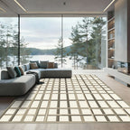 Minimalist Beige Gridded Lattice Rug