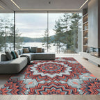 Coral Mandala Gray Background Rug