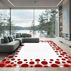 Bold Crimson Polka Dot Border Rug