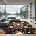 Celestial Orange Starry Globe Art Rug