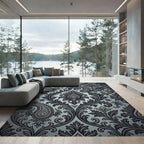 Elegant Gray Paisley Damask Rug