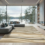 Contemporary Earthy Wavy Line Aesthetic Rug
