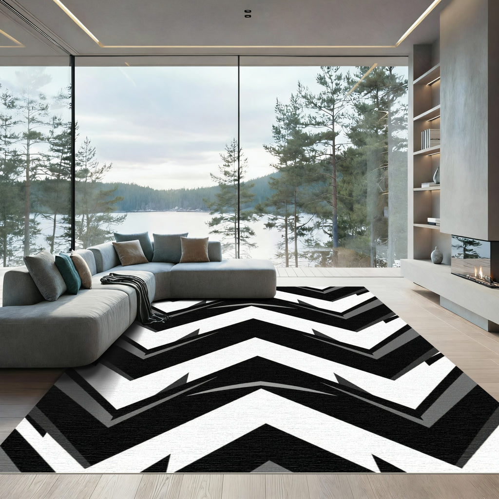 Monochromatic Geometric Chevron Bold Rug