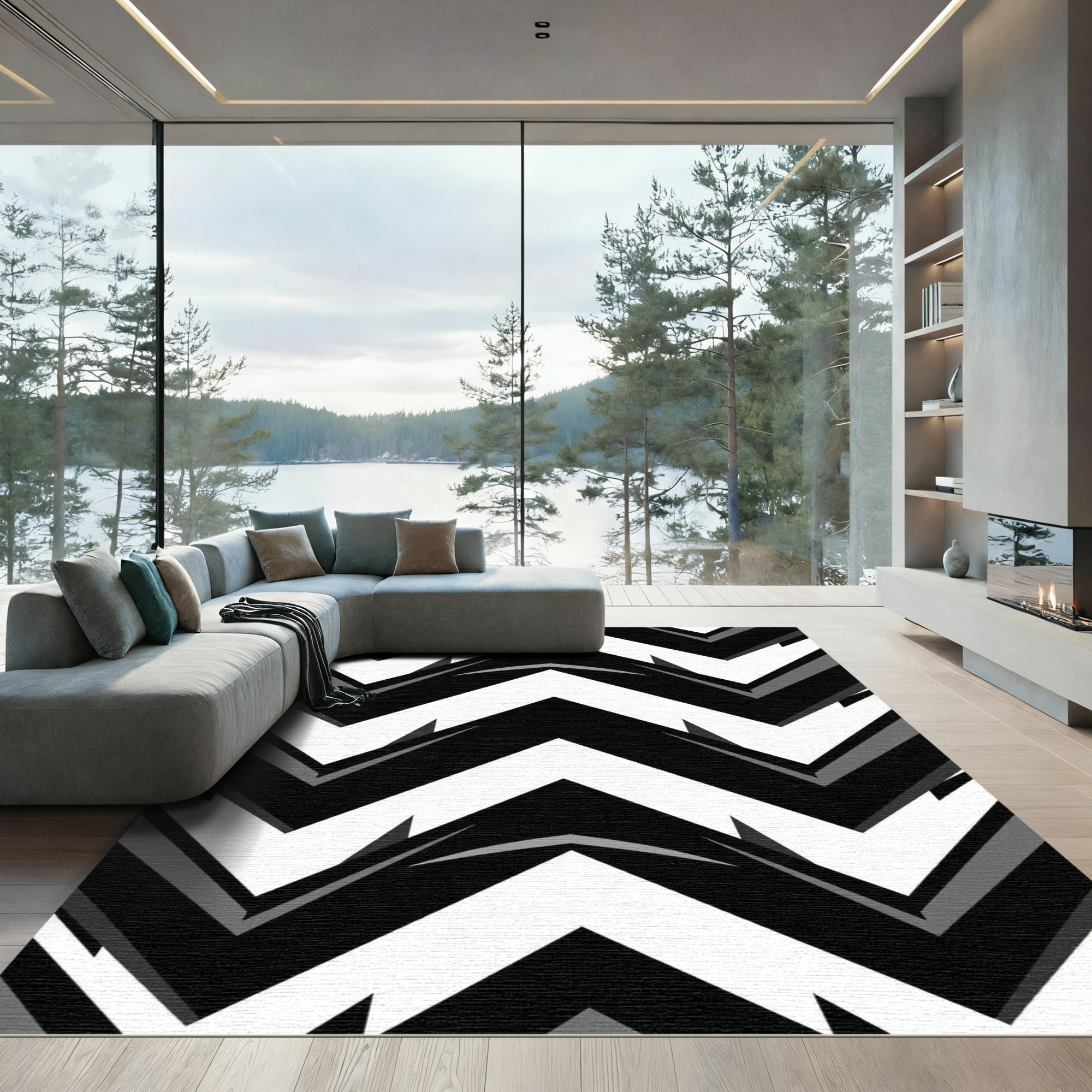 Monochromatic Geometric Chevron Bold Rug