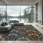 Elegant Copper Silver Palmette Scroll Rug