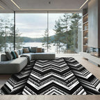 Monochrome Zigzag Chevron Geometric Sharp Lines Rug