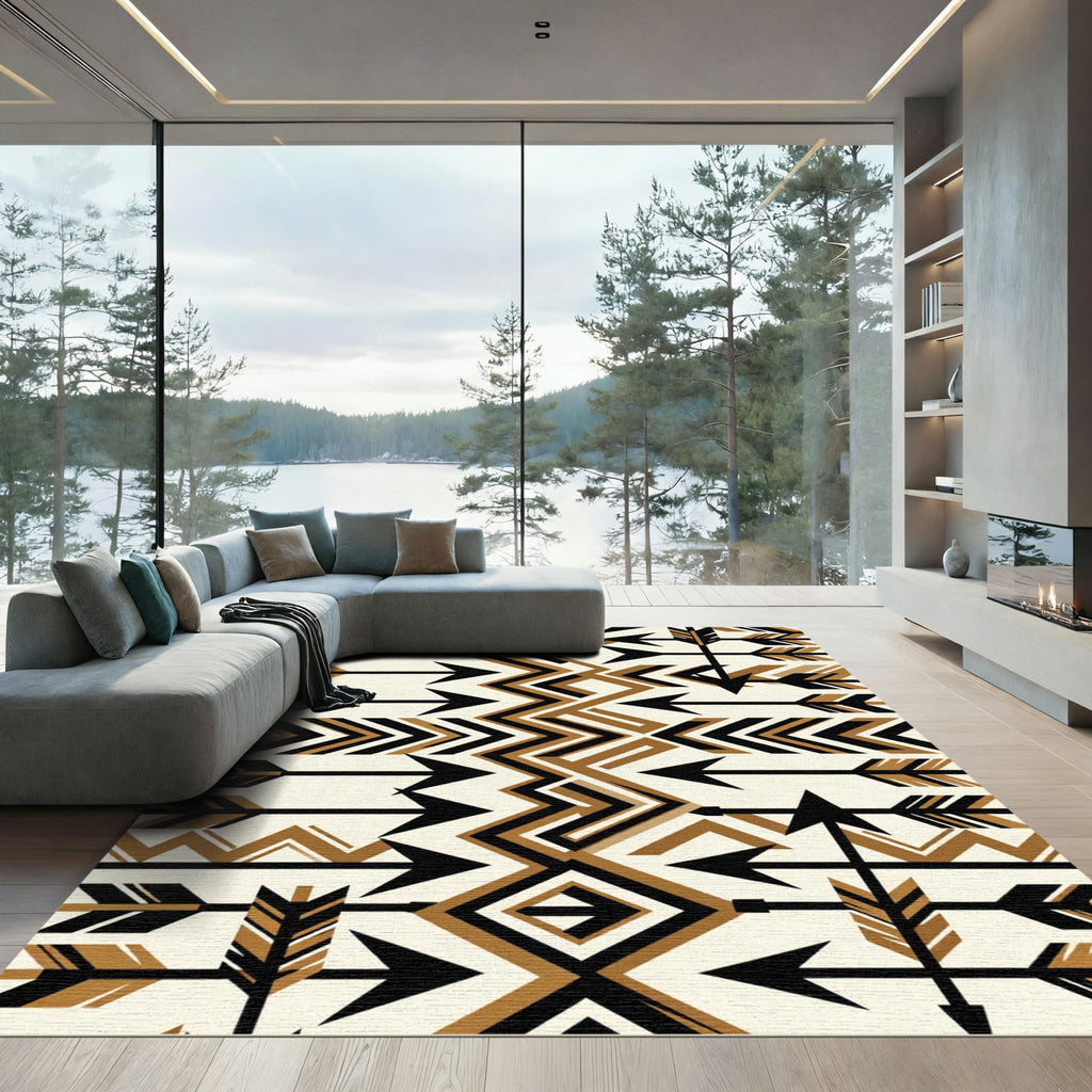 Bold Tribal Arrow Black Gold Rug